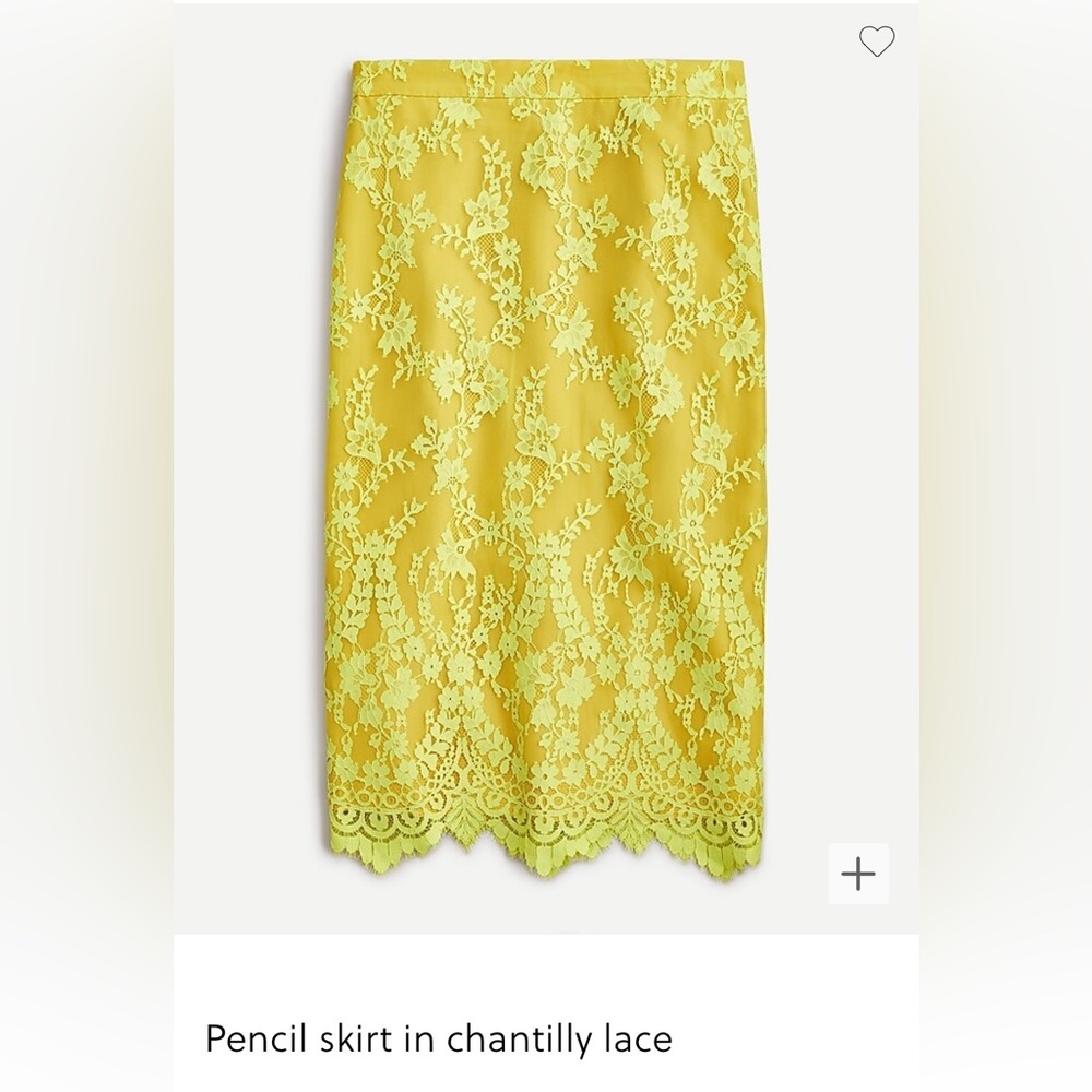 J. Crew Yellow Lace Pencil Skirt